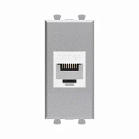DKC Компьютерная розетка RJ-45 без шторки модульная, кат.6А, "Avanti", "Закаленная сталь", 1 модуль
