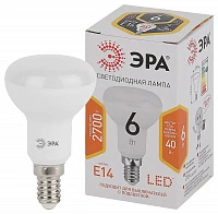 ЭРА Лампочка светодиодная STD LED R50-6W-827-E14 Е14 / E14 6Вт рефлектор теплый белый свет