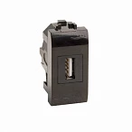 DKC USB 2.0 розетка, Brava, черная, 1 мод.