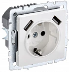IEK BRITE Роз. с з/к/ш 16А с USB A+A 3,1А РЮш10-2-БрБ бел.