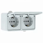 EKF PROxima Блок розетка-розетка 16А с/з с крышкой IP44 белая Прага