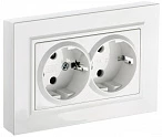 IEK BRITE Розетка 2-местная с заземлением без защитных шторок 16А в сборе РС12-3-БрБ белый