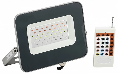 IEK Прожектор LED СДО 07-30RGB multicolor IP65 серый IEK