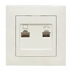 EKF PROxima Валенсия розетка RJ-45+RJ11 2-местная белая