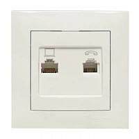 EKF PROxima Валенсия розетка RJ-45+RJ11 2-местная белая