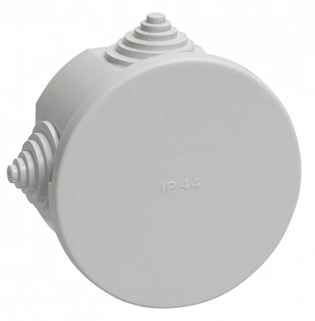 IEK Коробка КМ41237 распаячная для о/п d75х40мм IP44 (RAL7035, 4 гермоввода)