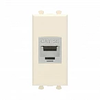 DKC Компьютерная розетка RJ-45 без шторки модульная, кат.5е экранированная, "Avanti", "Ванильная дымка", 1 модуль