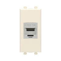 DKC Компьютерная розетка RJ-45 без шторки модульная, кат.5е экранированная, "Avanti", "Ванильная дымка", 1 модуль