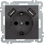 IEK BOLERO BOLERO Розетка Антрацит USBх2 2,1А с з/к с з/ш 16А РЮш10-1-Б