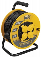 IEK INDUSTRIAL PLUS Катушка УК50 с т/з 4 места 2Р+PЕ/50метров 3х1,5мм2 IP44 Industrial plus