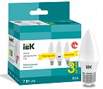 IEK Лампа LED C35 свеча 7Вт 230В 4000К E14 (3шт/упак)