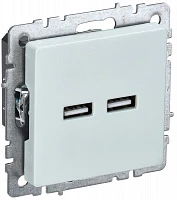 IEK BRITE Роз. USB A+A 3,1А РЮ10-1-БрЖ жемч.