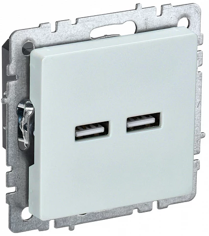 IEK BRITE Роз. USB A+A 3,1А РЮ10-1-БрЖ жемч.