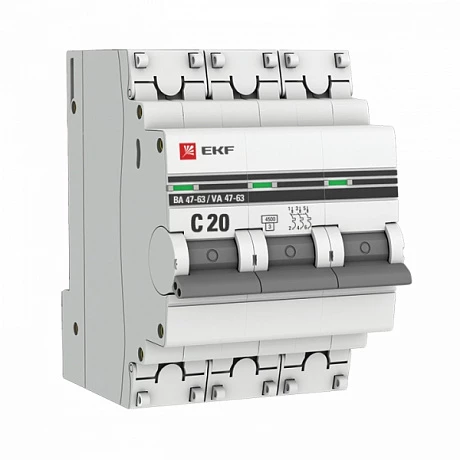 EKF PROxima ВА 47-63 Автоматический выключатель  (С) 3P 20А 4,5kA