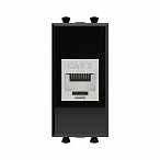 DKC Компьютерная розетка RJ-45 без шторки модульная, кат.6 экранированная, "Avanti", "Черный квадрат", 1 модуль