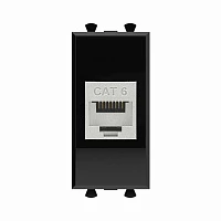 DKC Компьютерная розетка RJ-45 без шторки модульная, кат.6 экранированная, "Avanti", "Черный квадрат", 1 модуль
