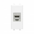 DKC Компьютерная розетка RJ-45 без шторки модульная, кат.5е экранированная, "Avanti", "Белое облако", 1 модуль