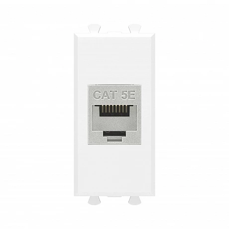 DKC Компьютерная розетка RJ-45 без шторки модульная, кат.5е экранированная, "Avanti", "Белое облако", 1 модуль