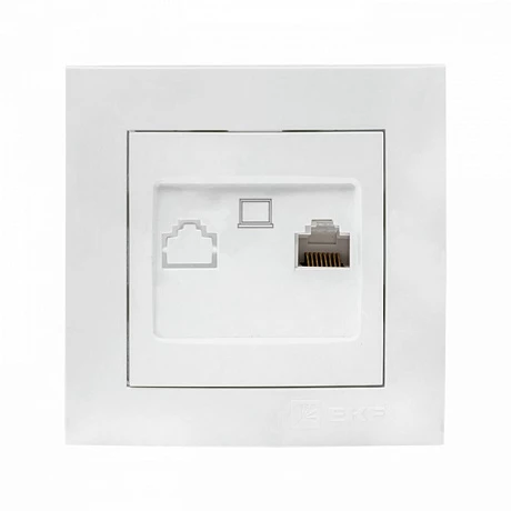EKF PROxima Валенсия розетка компьютерная RJ-45 1-местная белая