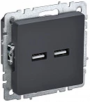 IEK BRITE Роз. USB A+A 3,1А РЮ10-1-БрГ граф.