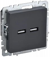 IEK BRITE Роз. USB A+A 3,1А РЮ10-1-БрГ граф.