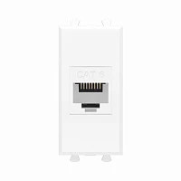 DKC Компьютерная розетка RJ-45 без шторки модульная, кат.6, "Avanti", "Белое облако", 1 модуль