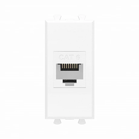 DKC Компьютерная розетка RJ-45 без шторки модульная, кат.6, "Avanti", "Белое облако", 1 модуль