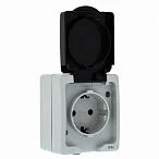 EKF PROxima Венеция Розетка 1-местная 16А с заземлением с крышкой IP54 серый с защ. штор.