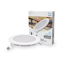 Gauss Светильник Slim круг 9W 660lm 4000K 180-265V IP20 монтаж Ø130 145*22 LED