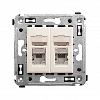 DKC Компьютерная розетка RJ-45 в стену, кат.6 двойнаяэкранированная,"Avanti", "Ванильная дымка"