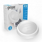 Gauss Светильник ЖКХ ECO 2.0 круг 8W 680lm 6500K 160-260V IP54 D175*76мм белый