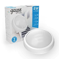 Gauss Светильник ЖКХ ECO 2.0 круг 8W 680lm 6500K 160-260V IP54 D175*76мм белый