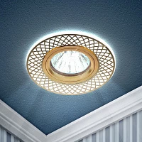 ЭРА DK LD42 WH/GD Белый/золото Светильник декор cо светодиодной подсветкой MR16