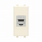 DKC Компьютерная розетка RJ-45 без шторки модульная, кат.6 экранированная, "Avanti", "Ванильная дымка", 1 модуль