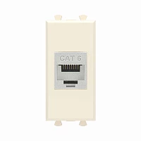 DKC Компьютерная розетка RJ-45 без шторки модульная, кат.6 экранированная, "Avanti", "Ванильная дымка", 1 модуль