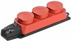 IEK OMEGA РБ33-1-0м Розетка трехместная IP44 красная