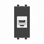 DKC Телефонная розетка RJ-12 без шторки модульная, "Avanti", "Черный матовый", 1 модуль