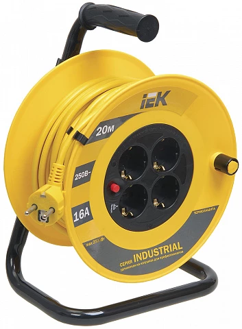 IEK Катушка УК20 с т/з 4 места 2Р+PЕ/20м 3х1,5 мм2 Industrial