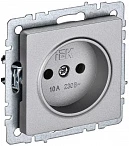 IEK BRITE Розетка 1-местная без заземления без защитных шторок 10А РС10-1-0-БрА алюминий