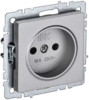 IEK BRITE Розетка 1-местная без заземления без защитных шторок 10А РС10-1-0-БрА алюминий