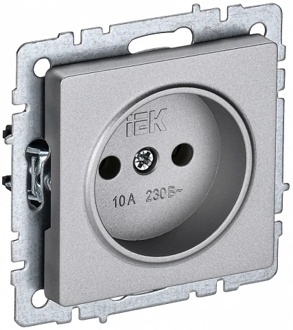 IEK BRITE Розетка 1-местная без заземления без защитных шторок 10А РС10-1-0-БрА алюминий