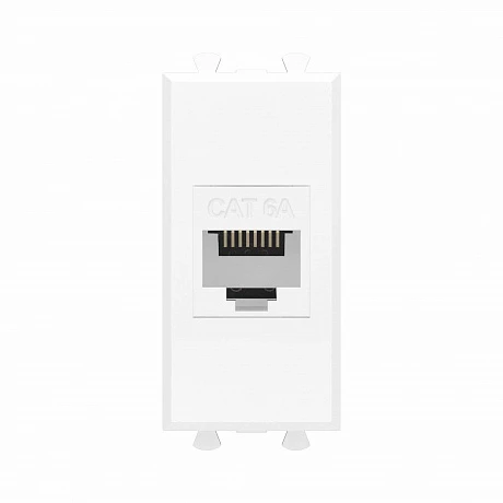 DKC Компьютерная розетка RJ-45 без шторки модульная , кат.6А, "Avanti", "Белое облако", 1 модуль
