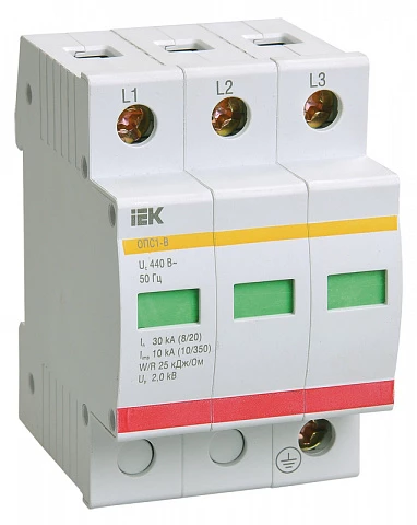 IEK KARAT Ограничитель имп. перенапр. ОПС1-C 3Р In=20kA Un=400B Im=40kA