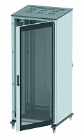 DKC Напольный 19" IT-корпус ДКС серии CQE 42U 600х2000х1000, двери стекло+сплошная, панели для крыши, кабельный ввод, RAL7011/7035