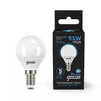 Gauss Лампа Шар 9.5W 950lm 6500K E14 LED 1/10/50
