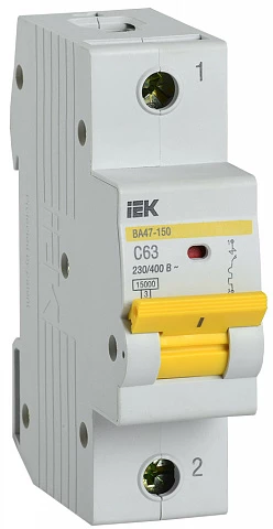 IEK KARAT Автоматический выключатель ВА47-150 1Р 63А 15кА характеристика C
