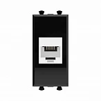 DKC Телефонная розетка RJ-12 без шторки модульная, "Avanti", "Черный квадрат", 1 модуль