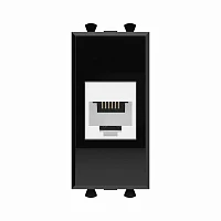 DKC Телефонная розетка RJ-12 без шторки модульная, "Avanti", "Черный квадрат", 1 модуль