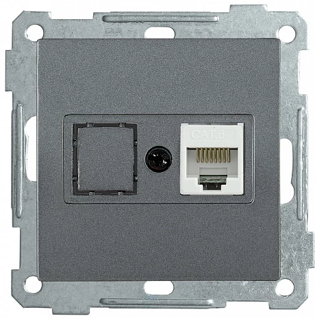 IEK РK10-1-Б Розетка компьютерная RJ45 Cat5e BOLERO антрацит