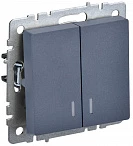 IEK BRITE Выключатель 2-клавишный с индикацией 10А ВС10-2-1-БрМ маренго